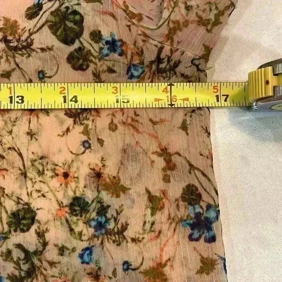 Princess Vera Wang Womens Top Brown XS Gauzy Boho Floral Print Lace Panels EUC - Picture 5 of 11